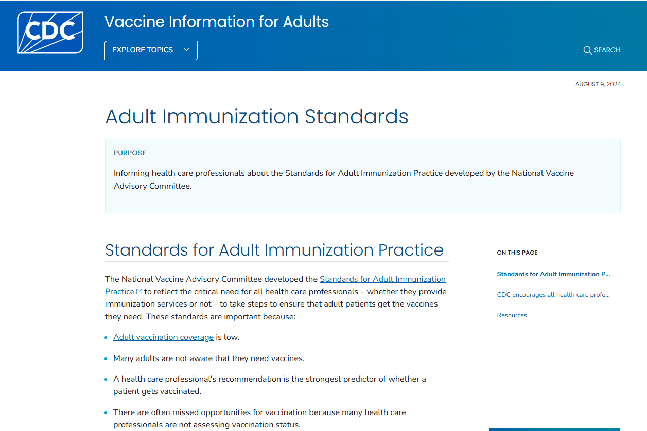 CDC webpage