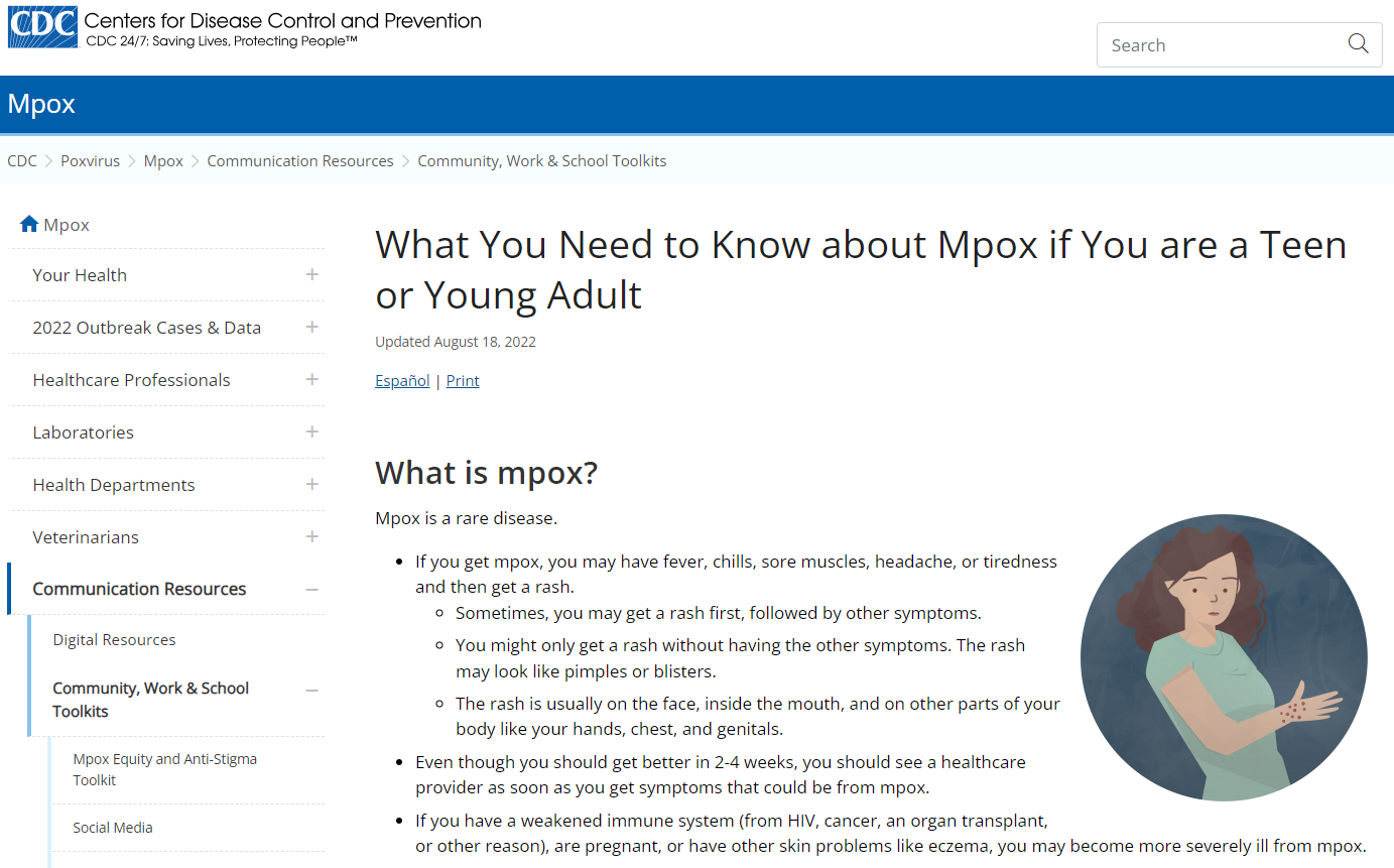 CDC webpage