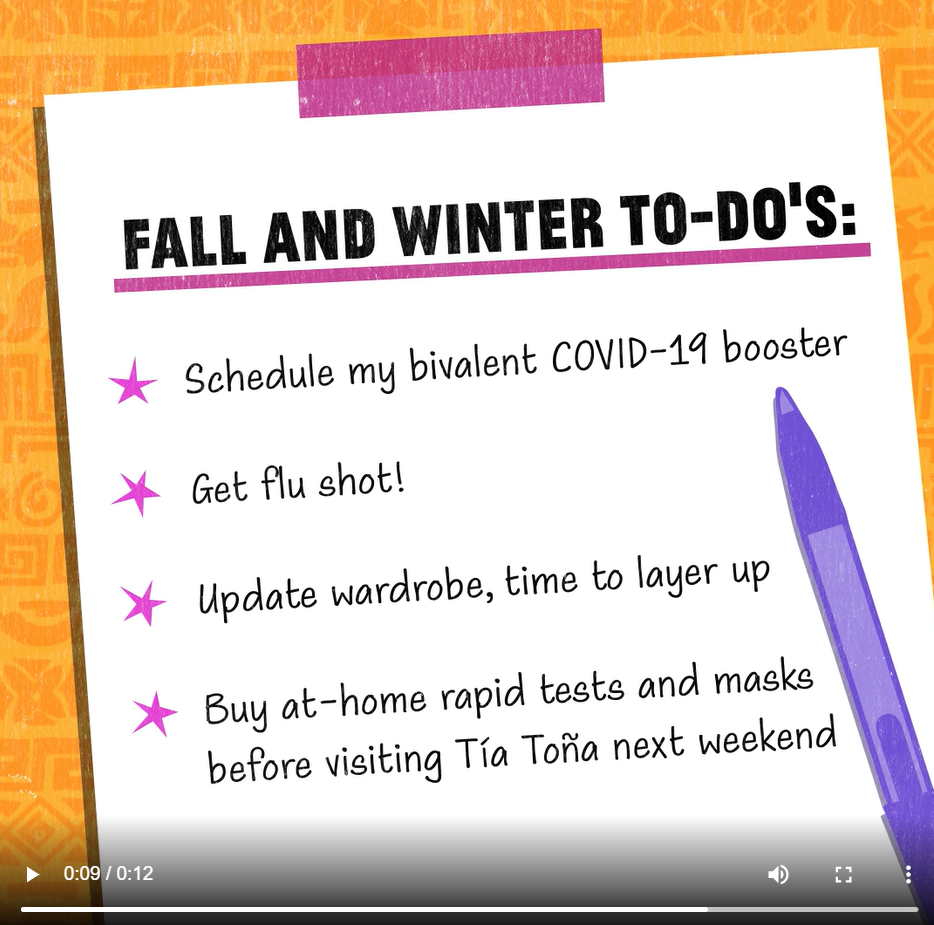 Image shows a fall and winter to do list on a paper with a pen